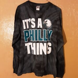 Colortone Mens Gray And Green Long Sleeve Shirt Size Large